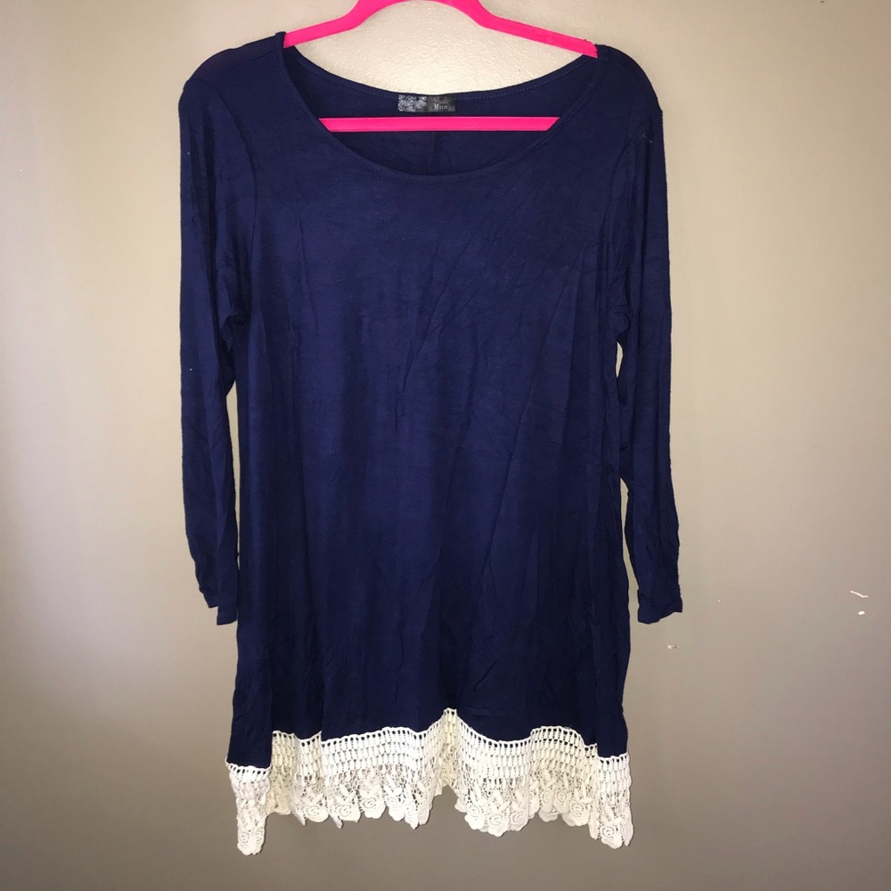 Navy Crochet Tunic